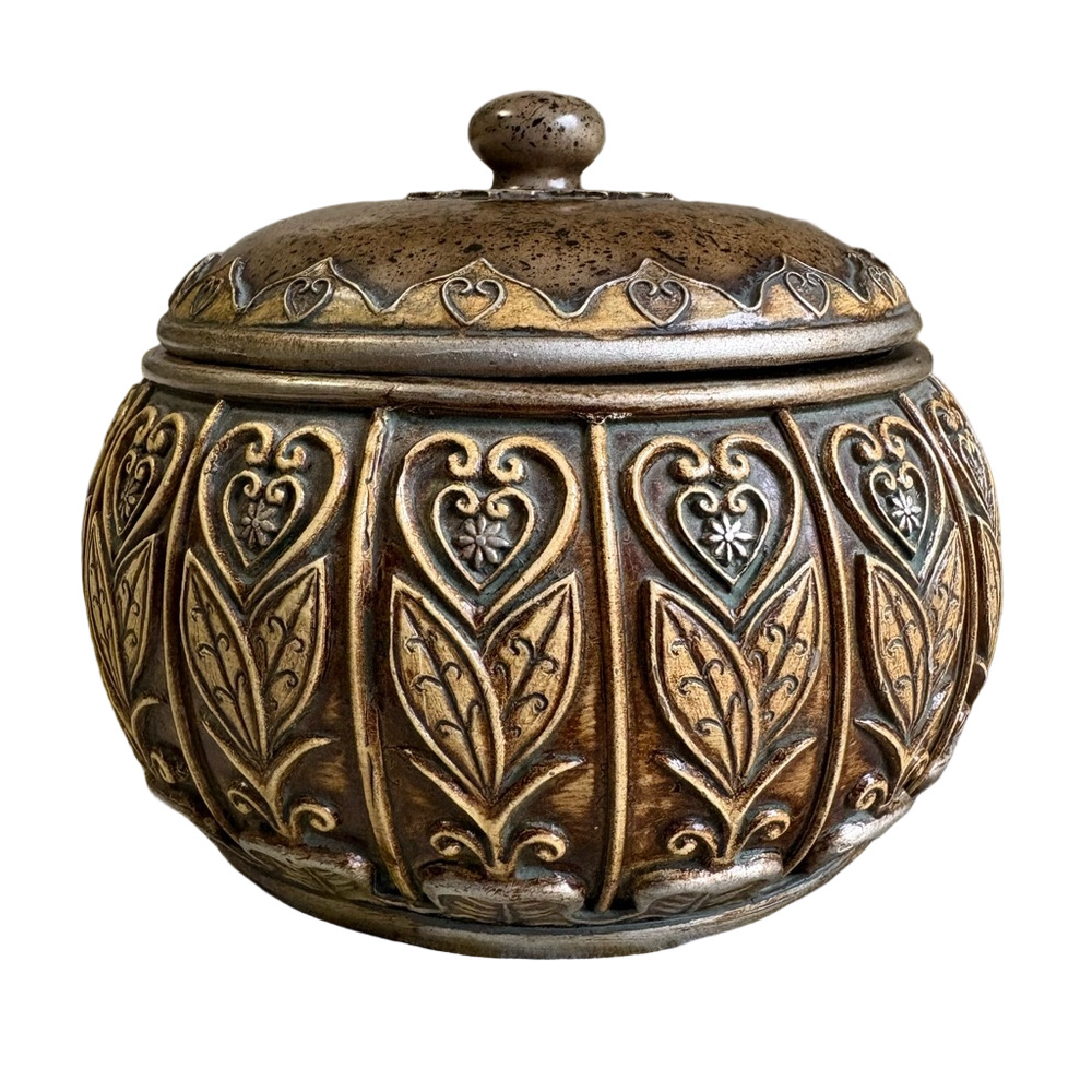 Ornate Gold and Brown Decorative Jar